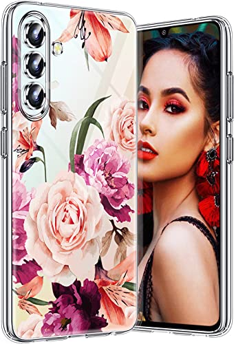 A34 5G Handyhülle für Samsung Galaxy A34 5G Hülle Transparent Dünn Original Blumen Muster Motiv, Slim Silikon Tasche Case Soft TPU Bumper Stoßfest Schutzhülle für Samsung A34 5G Handy von Teryei