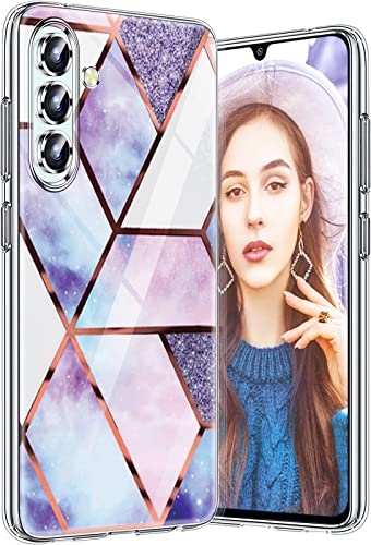 Galaxy A34 5G Silikon Handyhülle für Samsung Galaxy A34 5G Hülle Dünn Original Marmor Motiv Slim Transparent Glitzer Tasche Case Soft TPU Bumper Stoßfest Schutzhülle für Samsung A34 5G Handy (A) von Teryei