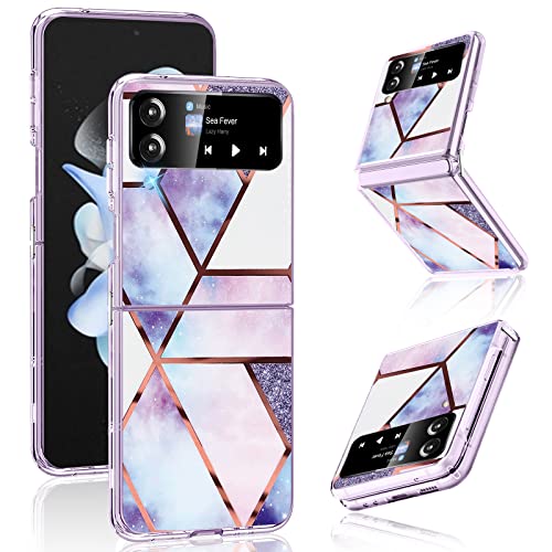 Galaxy Z Flip4 5G Silikon Handyhülle für Samsung Galaxy Z Flip 4 Hülle Dünn Slim Marmor TPU Transparent Tasche Case Glitzer Soft Bumper Stoßfest Schutzhülle für Samsung Galaxy Z Flip 4 5G Handy (A) von Teryei