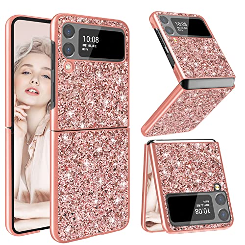 Kompatibel mit Samsung Galaxy Z Flip 3 Hülle Glitzer Silikon Sparkle Galaxy Z Flip 3 Handyhülle Weiche TPU Bumper Hart PC Handytasche Case Schutzhülle für Samsung Z Flip 3 Handy von Teryei