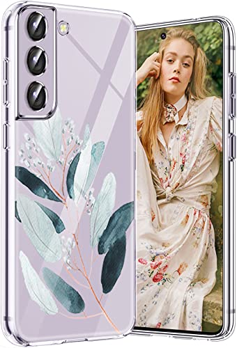 S21 FE 5G Handyhülle für Samsung Galaxy S21 FE 5G Hülle Transparent Dünn Original Blumen Muster Motiv, Slim Silikon Tasche Case Soft TPU Bumper Stoßfest Schutzhülle für Samsung S21 FE 5G Handy von Teryei