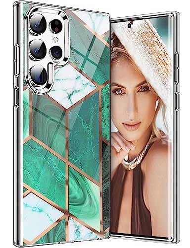 S22 Ultra 5G Handyhülle für Samsung Galaxy S22 Ultra 5G Hülle Transparent Dünn Original Blumen Muster Motiv, Slim Silikon Case Soft TPU Bumper Stoßfest Schutzhülle für Samsung S22 Ultra 5G Handy (C) von Teryei