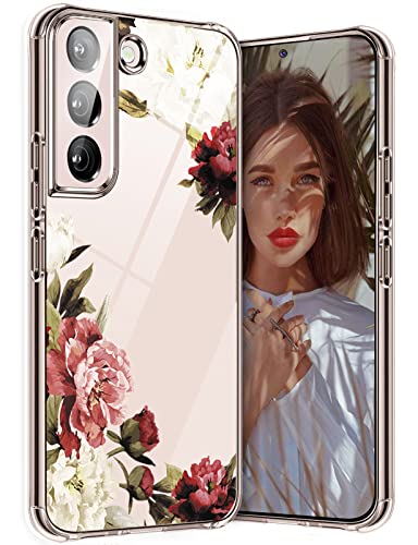 S23 5G Handyhülle für Samsung Galaxy S23 5G Hülle Transparent Dünn Original Blumen Muster Motiv, Slim Silikon Tasche Case Soft TPU Bumper Stoßfest Schutzhülle für Samsung S23 5G Handy von Teryei