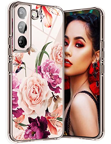 S23 5G Handyhülle für Samsung Galaxy S23 5G Hülle Transparent Dünn Original Blumen Muster Motiv, Slim Silikon Tasche Case Soft TPU Bumper Stoßfest Schutzhülle für Samsung S23 5G Handy von Teryei