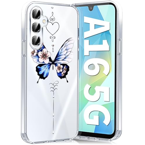 Teryei Handyhülle für Samsung Galaxy A16 Hülle Soft Silikon TPU Blumen Galaxy A16 5G Hülle Schutzhülle Dünne Weiche Schmetterlings Muster Transparent Clear Hülle für Samsung A16 case (B) von Teryei