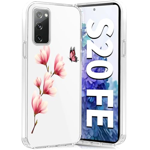 Teryei Handyhülle für Samsung Galaxy S20 FE Hülle Soft Silikon TPU Blumen Galaxy S20 FE 5G Hülle Schutzhülle Dünne Weiche Schmetterlings Muster Transparent Clear Hülle für Samsung S20 FE (A) von Teryei