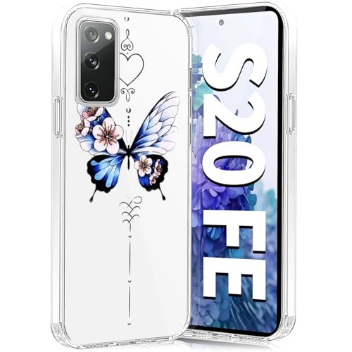Teryei Handyhülle für Samsung Galaxy S20 FE Hülle Soft Silikon TPU Blumen Galaxy S20 FE 5G Hülle Schutzhülle Dünne Weiche Schmetterlings Muster Transparent Clear Hülle für Samsung S20 FE (B) von Teryei