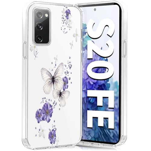 Teryei Handyhülle für Samsung Galaxy S20 FE Hülle Soft Silikon TPU Blumen Galaxy S20 FE 5G Hülle Schutzhülle Dünne Weiche Schmetterlings Muster Transparent Clear Hülle für Samsung S20 FE (D) von Teryei