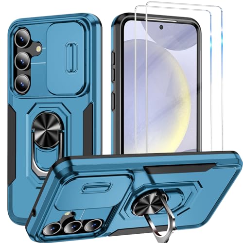 Teryei Hülle für Samsung Galaxy S24 Plus [2 Glasfolie Schutzfolie], Militär Standard Kameraschutz Outdoor Kratzfest Stoßfest Case (Blau) von Teryei