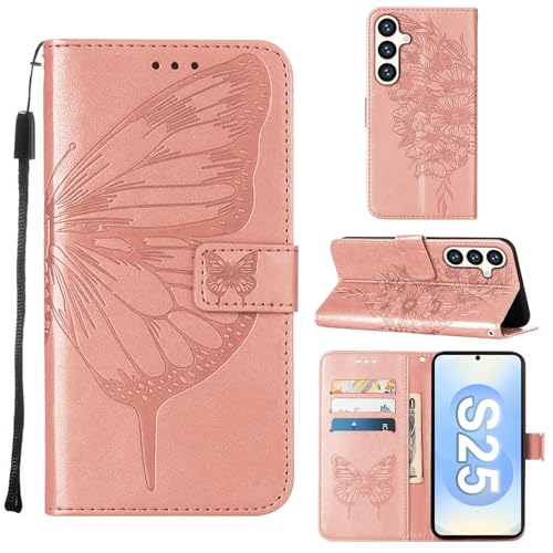 Handyhülle für Samsung Galaxy S25/S24 Hülle,Schutzhülle Flip Case für Samsung Galaxy S24,PU Leder Magnetische Schmetterlings Lederhülle Tasche für Galaxy S25/S24 (Rotgold) Handyhülle für Samsung Galaxy S25/S24 Hülle,Schutzhülle Flip Case für Samsung Galaxy S24,PU Leder Magnetische Schmetterlings Lederhülle Tasche für Galaxy S25/S24 (Rotgold) von Teryei