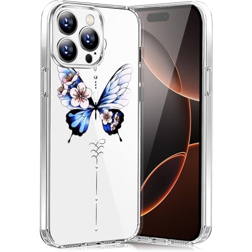 Teryei Hülle für iPhone 16 Pro Max - Transparent Silikon Case mit Blumen & Schmetterlingen - Weiche TPU Schutzhülle - Kabelloses Laden - Umfassender Schutz Teryei Hülle für iPhone 16 Pro Max - Transparent Silikon Case mit Blumen & Schmetterlingen - Weiche TPU Schutzhülle - Kabelloses Laden - Umfassender Schutz von Teryei