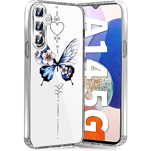 Teryei für Samsung Galaxy A14 5G Hülle Soft Silikon TPU Blumen Galaxy A14 5G Hülle Schutzhülle Dünne Weiche Schmetterlings Muster Transparent Clear Handyhülle für Samsung A14 5G Case (D) von Teryei