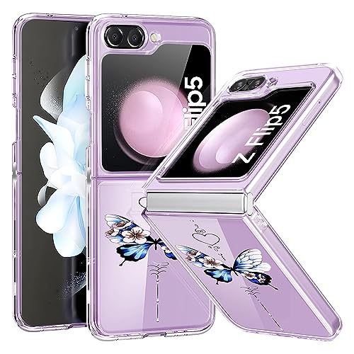 Teryei für Samsung Galaxy z Flip 5 5G Hülle Soft Silikon TPU Blumen Galaxy Z Flip 5 Hülle Schutzhülle Dünne Weiche Schmetterlings Muster Transparent Clear Handyhülle für Samsung Z Flip 5 5G Case (d) von Teryei