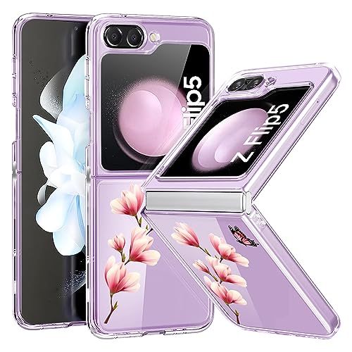 Teryei für Samsung Galaxy z Flip 5 5G Hülle Soft Silikon TPU Blumen Galaxy Z Flip 5 Hülle Schutzhülle Dünne Weiche Schmetterlings Muster Transparent Clear Handyhülle für Samsung Z Flip 5 5G Case (c) von Teryei