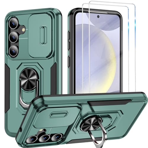 Teryei Hülle für Samsung Galaxy S24 Plus [2 Glasfolie Schutzfolie], Militär Standard Kameraschutz Outdoor Kratzfest Stoßfest Case (Grün) von Teryei