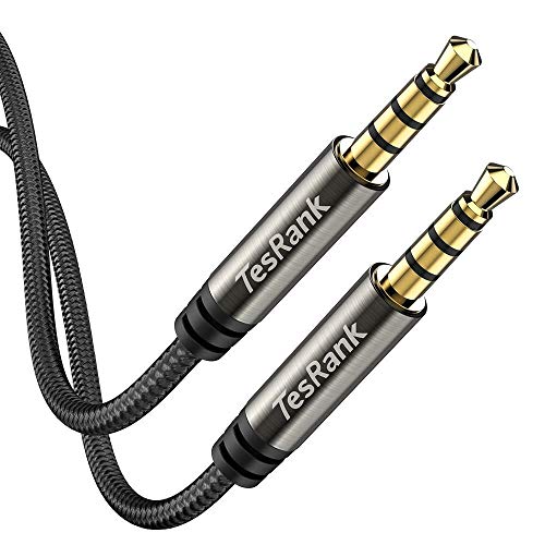 Aux Kabel 3.5mm Audio Kabel, TesRank Klinkenkabel 4 Polig TRRS Nylon 3.5mm Stereo Audio Klinke geeignet Autos,Lautsprecher, Kopfhörer,Handy,MP3 Player - 4 Polig,2 Meter von TesRank