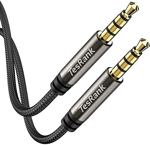 Aux Kabel 3.5mm Audio Kabel, TesRank Klinkenkabel 4 Polig TRRS Nylon 3.5mm Stereo Audio Klinke geeignet Autos,Lautsprecher, Kopfhörer,Handy,MP3 Player - 4 Polig,5 Meter von TesRank