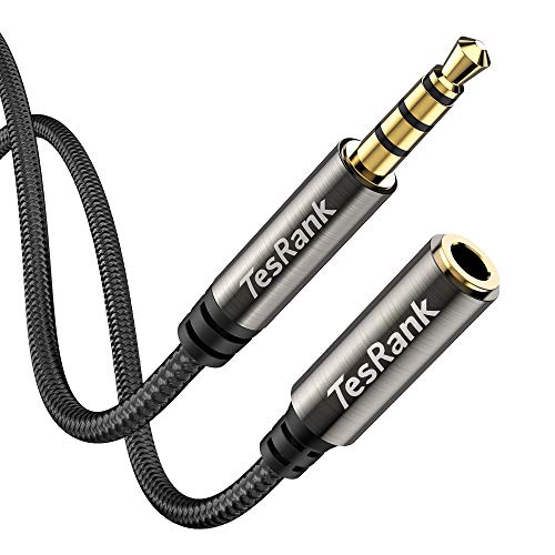 TesRank Aux Verlängerung Kabel Mikrofon 4 Polig TRRS Klinke Kopfhörer Verlängerung Stereo Audio Headset Verlängerungskabel Nylon 3.5mm Stecker klinkenkabel-2 Meter von TesRank