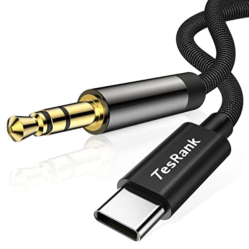 TesRank USB C Klinke Aux Kabel Auto, USB C auf 3.5mm Jack Stereos Klinkenkabel für Handy Typ C/Huawei/Samsung/Xiaomi/Oneplus/Google Pixel-1M von TesRank