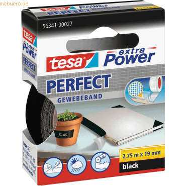 10 x Tesa Gewebeband extra Power Perfect 19mmx2,75m schwarz von Tesa