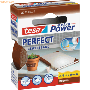 10 x Tesa Gewebeband extra power 2.75mx19mm braun von Tesa