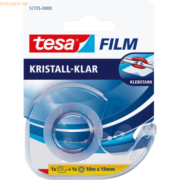 10 x Tesa Klebefilm Kristall-Klar PP 10mx19mm inklusive Abroller von Tesa