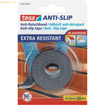 12 x Tesa Anti-Rutschband Strip 0,6mx20mm schwarz VE=4 Stück von Tesa