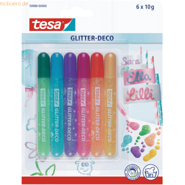 12 x Tesa Glitzerkleber Glitter-Deco VE=6 Tuben a 10ml von Tesa