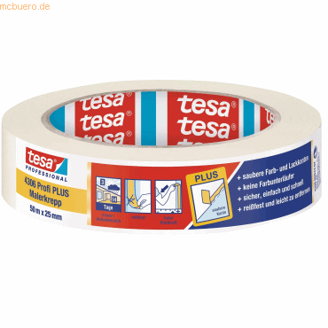 12 x Tesa Maler-Kreppband tesakrepp 4306 25mmx50m Papier schwach gekre von Tesa