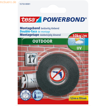 12 x Tesa Montageband Powerbond Outdoor 19mmx1,5m 12 x Tesa Montageband Powerbond Outdoor 19mmx1,5m von Tesa