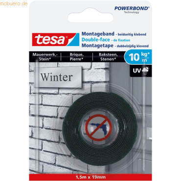 12 x Tesa Montageband für Mauerwerk und Stein 1,5mx19mm (10kg/m) trans von Tesa