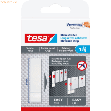 15 x Tesa Klebestreifen für Tapeten und Putz (1kg) 6 Streifen weiß von Tesa