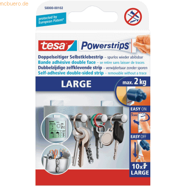 15 x Tesa Powerstrips Large weiß VE=10 Stück von Tesa