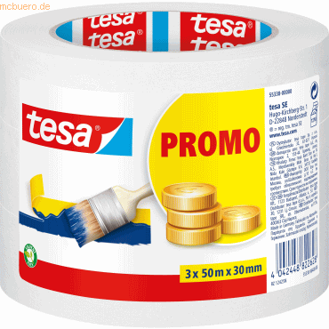 18 x Tesa Malerband Basic Promo 50mx30mm beige VE=3 Rollen von Tesa