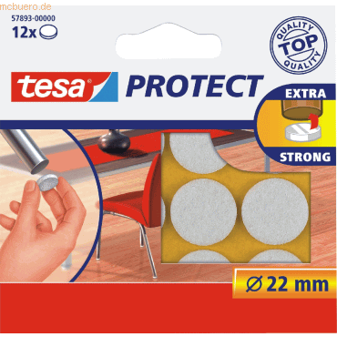 20 x Tesa Filzgleiter Protect Durchmesser 22mm rund weiß von Tesa