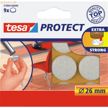 20 x Tesa Filzgleiter Protect Durchmesser 26mm rund weiß von Tesa