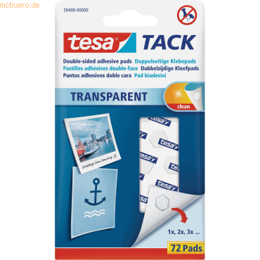 20 x Tesa Klebepads Tack transparent VE=72 Stück von Tesa