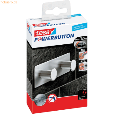 4 x Tesa Powerbutton Doppelhaken Classic chrom matt 4 x Tesa Powerbutton Doppelhaken Classic chrom matt von Tesa