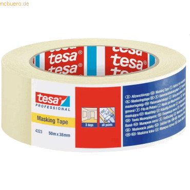 48 x Tesa Allzweckabdeckband tesakrepp 4323 38mm x 50m hellbeige 48 x Tesa Allzweckabdeckband tesakrepp 4323 38mm x 50m hellbeige von Tesa