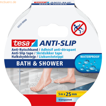 6 x Tesa Anti-Rutschband Bad & Dusche 5mx25mm transparent von Tesa