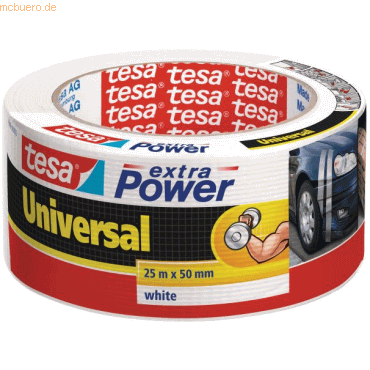 6 x Tesa Gewebeband extra Power Universal 50mmx25m weiß von Tesa