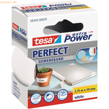 6 x Tesa Gewebeband extra power 2.75mx38mm weiß 6 x Tesa Gewebeband extra power 2.75mx38mm weiß von Tesa