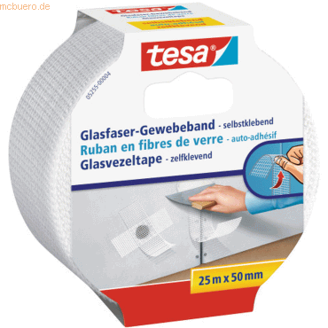 6 x Tesa Glasfaser-Gewebeband 25mx50mm weiß von Tesa