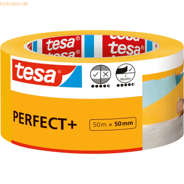 6 x Tesa Malerband Perfekt+ 50mx50mm gelb von Tesa