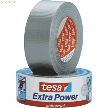 6 x Tesa Reparaturband Extra Power universal 48mm x 50m silber von Tesa