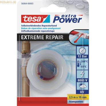 6 x Tesa Reparaturband selbstverschweißend 2,5mx19mm transparent von Tesa