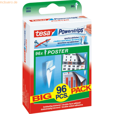 7 x Tesa Powerstrips Poster Bigpack bis 200g VE=96 Stück von Tesa