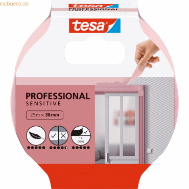 8 x Tesa Abdeckband Professional Sensitive 25mx38mm rosa 8 x Tesa Abdeckband Professional Sensitive 25mx38mm rosa von Tesa