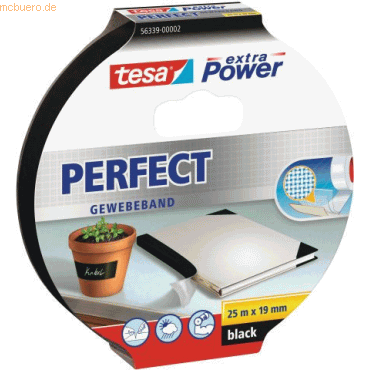 8 x Tesa Gewebeband extra Power Perfect 19mmx25m schwarz 8 x Tesa Gewebeband extra Power Perfect 19mmx25m schwarz von Tesa