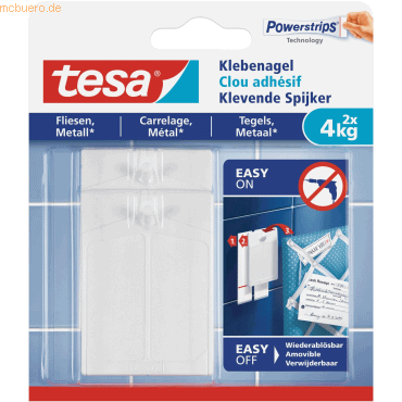 8 x Tesa Klebenagel für Fliesen und Metall (4kg) VE=2 Stück weiß von Tesa